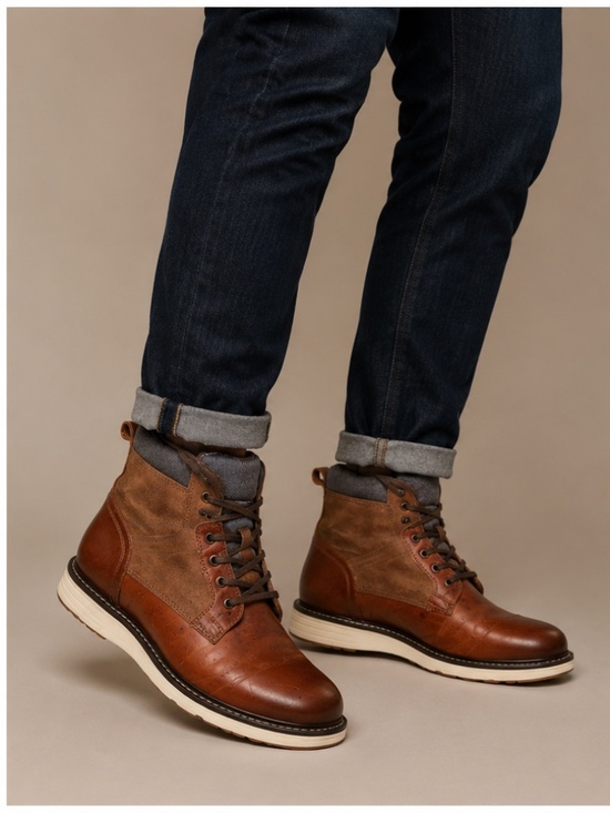Men’s Brown Winter Boots – Country Style Ankle Rise Outdoor Casual Work Boots